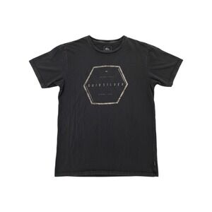 Quiksilver Graphic T-Shirt Mens Faded Black Excellent Short Sleeve Surf Skater